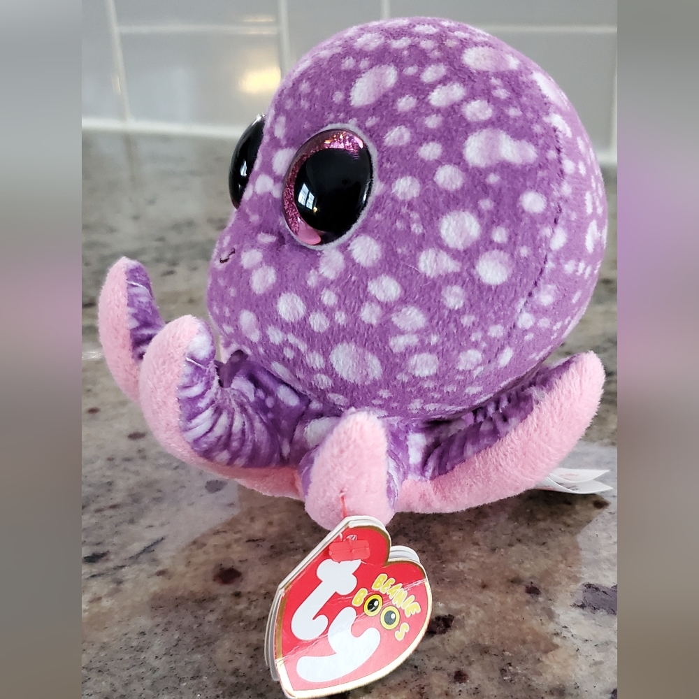 TY Beanie Boo "Legs" Purple and White Octopus 2014 (4") - NWT - Picture 6 of 10